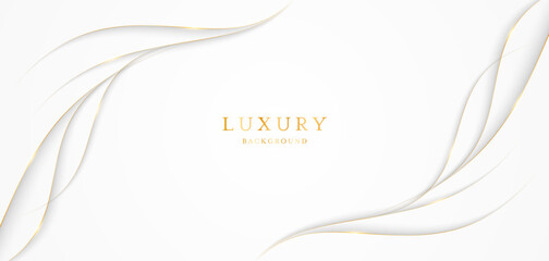 Aufkleber - White background with elegant golden lines, use for template or cover. Elegant premium white background. vector illustration	