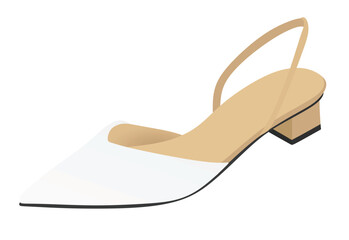 Poster - White high  heel sandal. vector illustration