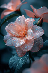 Poster - A floral scene where scumbling adds a soft, ethereal quality to the petals, suggesting dew and a sof