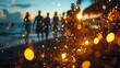 © mariiaplo - Golden Hour Beach Gathering with Bokeh Lights