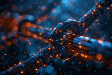 Aufkleber - A scene depicting the verification process of a blockchain transaction, with network nodes reaching
