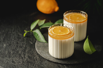 Wall Mural - Dessert panna cotta with lemon