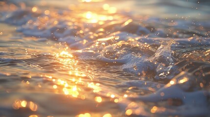 Sticker - Waves sparkling in sunlight on a blurry water surface