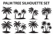 © Tshirt - Palm tree Silhouette Set, set of black silhouettes of a palm tree, silhouette of a palm tree isolated
