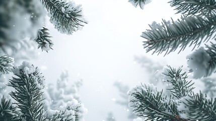 Wall Mural - A serene and peaceful Christmas background with softly falling snow