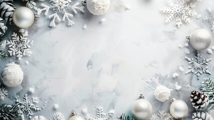 Wall Mural - A serene and tranquil Christmas background adorned with snow-covered trees and soft winter light