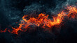 Flames flicker and leap, painting the night with a mesmerizing display of fiery energy amidst swirling smoke.