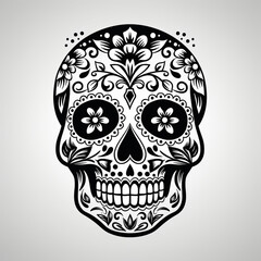 Wall Mural - simple drawing sugar skull icon сreated with Generative Ai