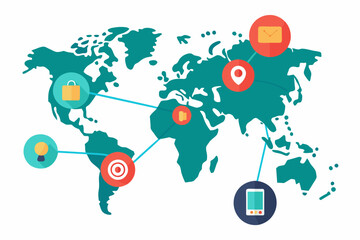 Wall Mural - world map network with connections vector illustration