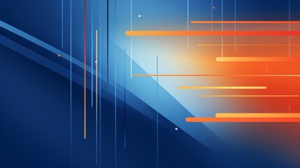 Canvas Print - Minimal geometric dynamic blue shapes orange lines abstract background modern hipster futuristic