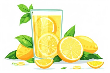 Poster - A glass of lemonade next to sliced lemons, perfect for summer vibes