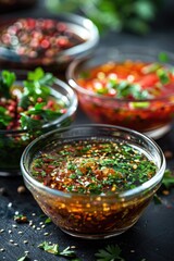 Poster - Various bowls of food on a table, suitable for food blogs or restaurant menus