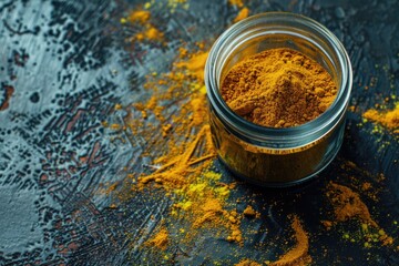 Poster - A glass jar filled with a mixture of spices, ideal for culinary concepts