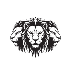 Three head lion vector illustrator.