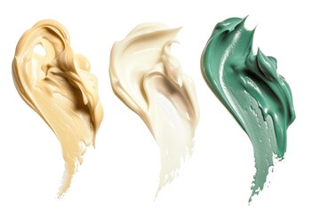 Poster - Three different shades of cream on a white background. Ideal for product photography or design projects