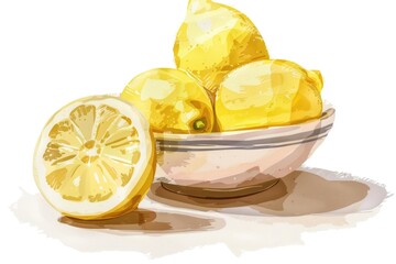 Canvas Print - Fresh halved lemons in a bowl, perfect for food and beverage concepts