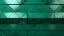 Polished, Semigloss Wall Background With Tiles Triangular, Tile Wallpaper With 3D, Green Blocks
