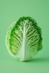 Poster - A vibrant head of lettuce on a green background. Perfect for food blogs or healthy eating websites