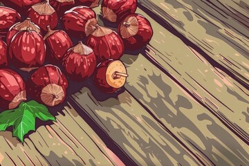 Poster - Fresh apples on rustic wooden table, perfect for food and agriculture concepts