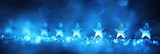 Motion Picture Reviews. Blue Banner Abstract Background with Film Ratings and Review Ranking Icon