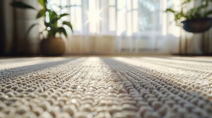 Poster - Detailed view of a rug on the floor, suitable for interior design projects