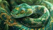 Exotic beautiful snake close up. Poisonous dangerous reptile.