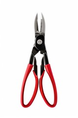 Poster - A pair of red and black pliers on a white background. Perfect for DIY projects