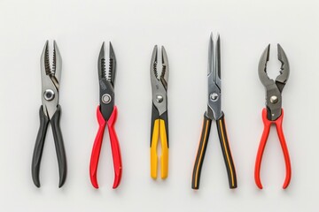 Poster - Five pliers lined up in a row, useful for various DIY projects