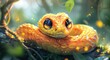 Cartoon snake on a jungle background. Cute cute reptile.