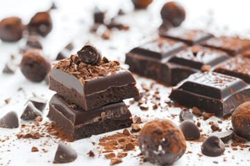 Poster - A pile of chocolate pieces, perfect for food and dessert concepts