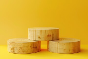 Poster - Three wooden boxes stacked on top of each other. Ideal for logistics and storage concepts