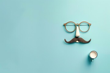 Aufkleber - Glasses and mustache on a blue background. Perfect for themed events and social media profiles