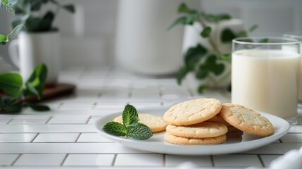 Poster - Plate of cookies and glass of milk, perfect for snack time