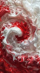 Wall Mural - A swirl of red and white paint with a red flame in the middle