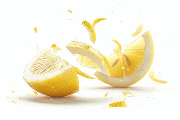 Poster - Fresh half lemon with a slice cut out