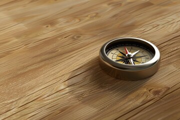 Aufkleber - A compass resting on a wooden table. Ideal for travel and adventure concepts