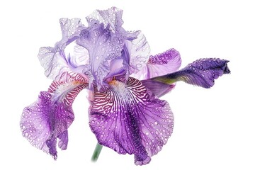 Poster - Close-up of a vibrant purple flower with glistening water droplets. Perfect for nature and beauty concepts