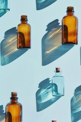 Poster - A collection of bottles on a table, suitable for various concepts and designs