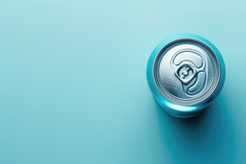 Poster - A can of soda on a blue background. Perfect for beverage or refreshment concepts