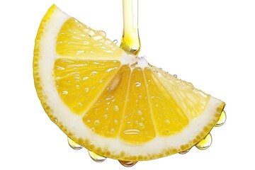 Poster - Close-up of a fresh lemon slice with water droplets. Great for refreshing summer-themed designs