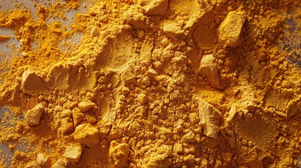 Poster - A close up of a pile of yellow powder, suitable for various design projects