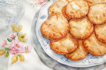 Poster - A painting of delicious cookies on a table, perfect for food blogs or recipe websites