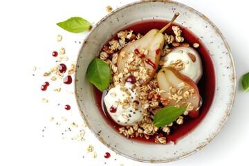 Sticker - Fresh fruit and creamy yogurt in a bowl, perfect for healthy eating concepts