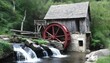 A rustic watermill powered by a steady creek upscaled 4