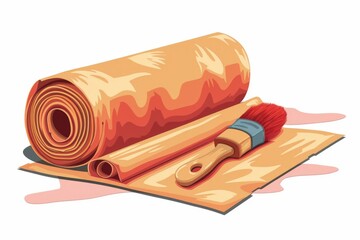 Poster - A rolled up roll of fabric with a brush on it. Perfect for textile and art projects