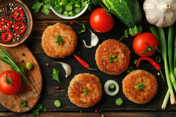 Poster - Assorted types of food displayed on a table, perfect for food and nutrition concepts