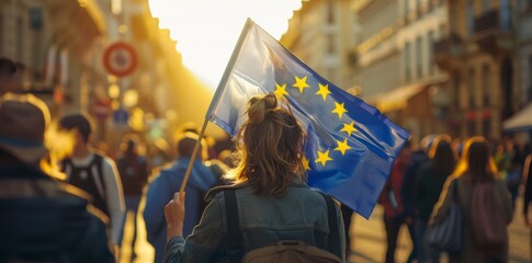 Poster - Woman with European flag