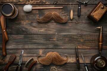 Poster - Assorted hair types displayed on a wooden table, suitable for beauty or haircare concepts