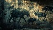 Ancient Cave Painting of Extinct Animals