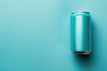 Poster - Refreshing soda can on blue background, ideal for food and beverage concepts